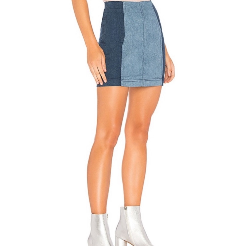 Free People Modern Femme Color Block Mini Skirt New
